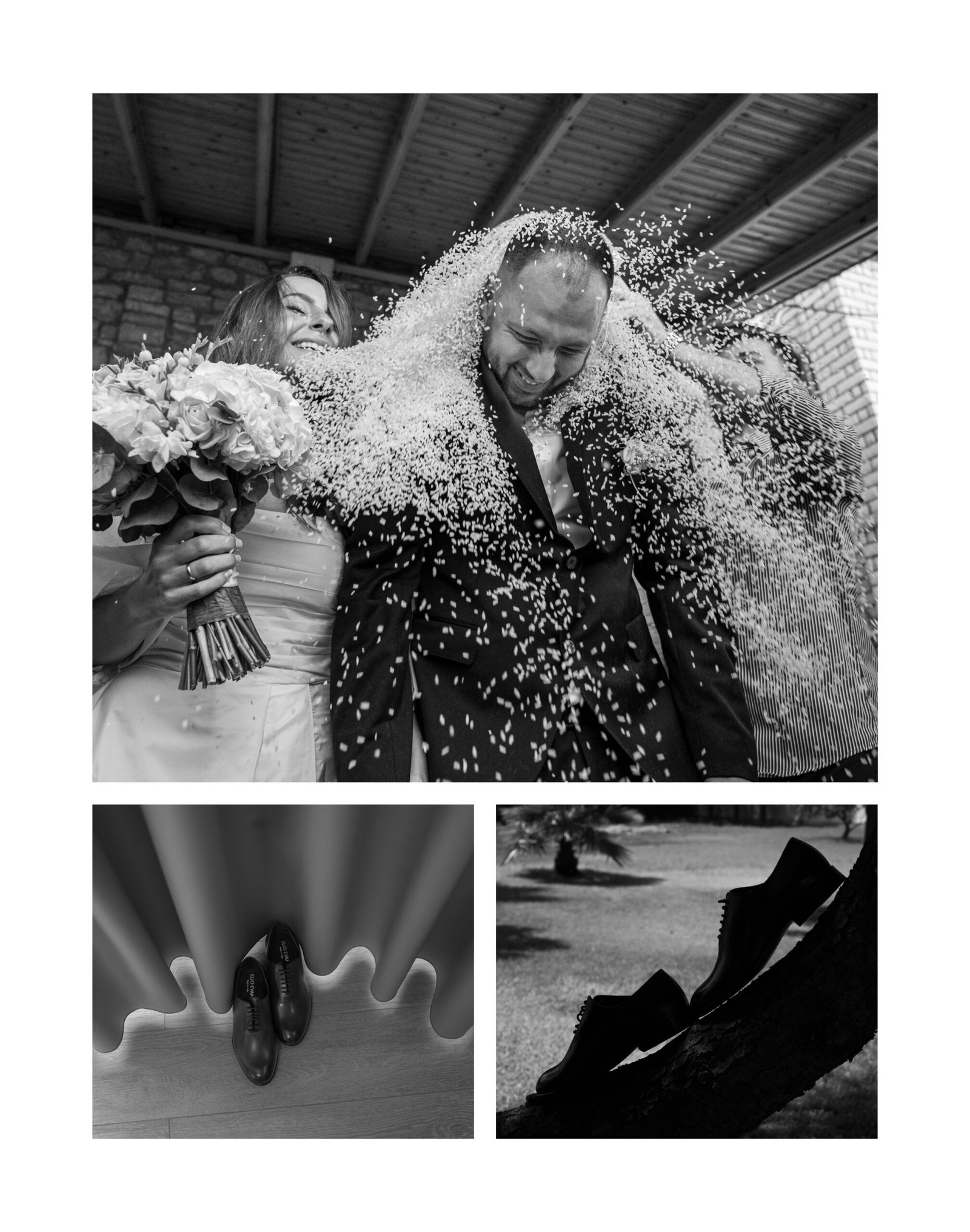 Home 1 Traditional Lefkas Wedding celebration with rice shower.
Detail of Groom's shoes during preperation in Preveza.